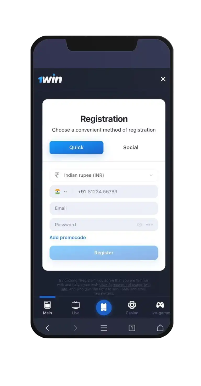 1win App Registration