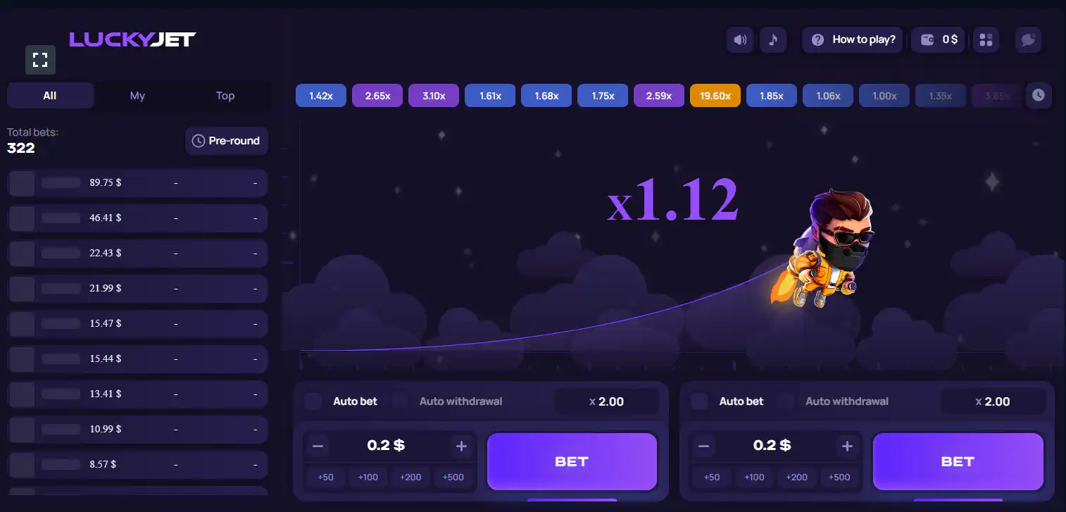 1win LuckyJet casino game