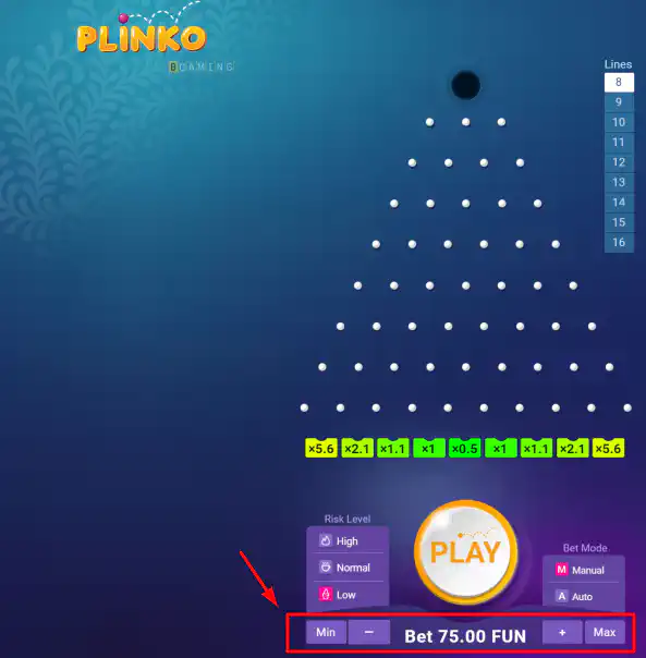 1win Plinko bets