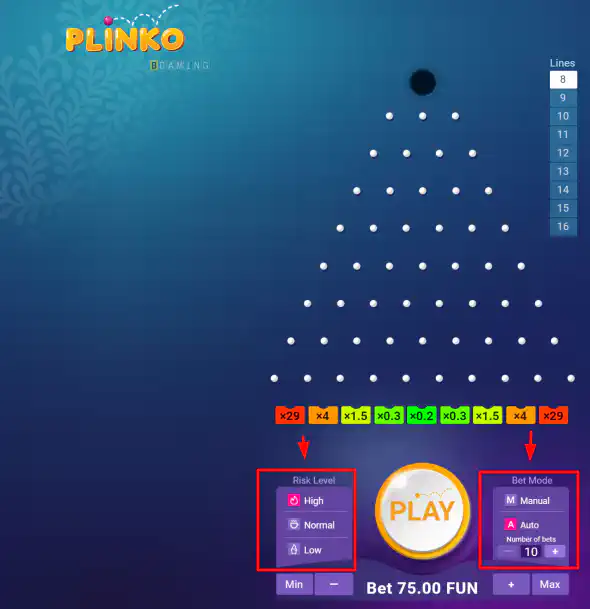 1win Plinko play