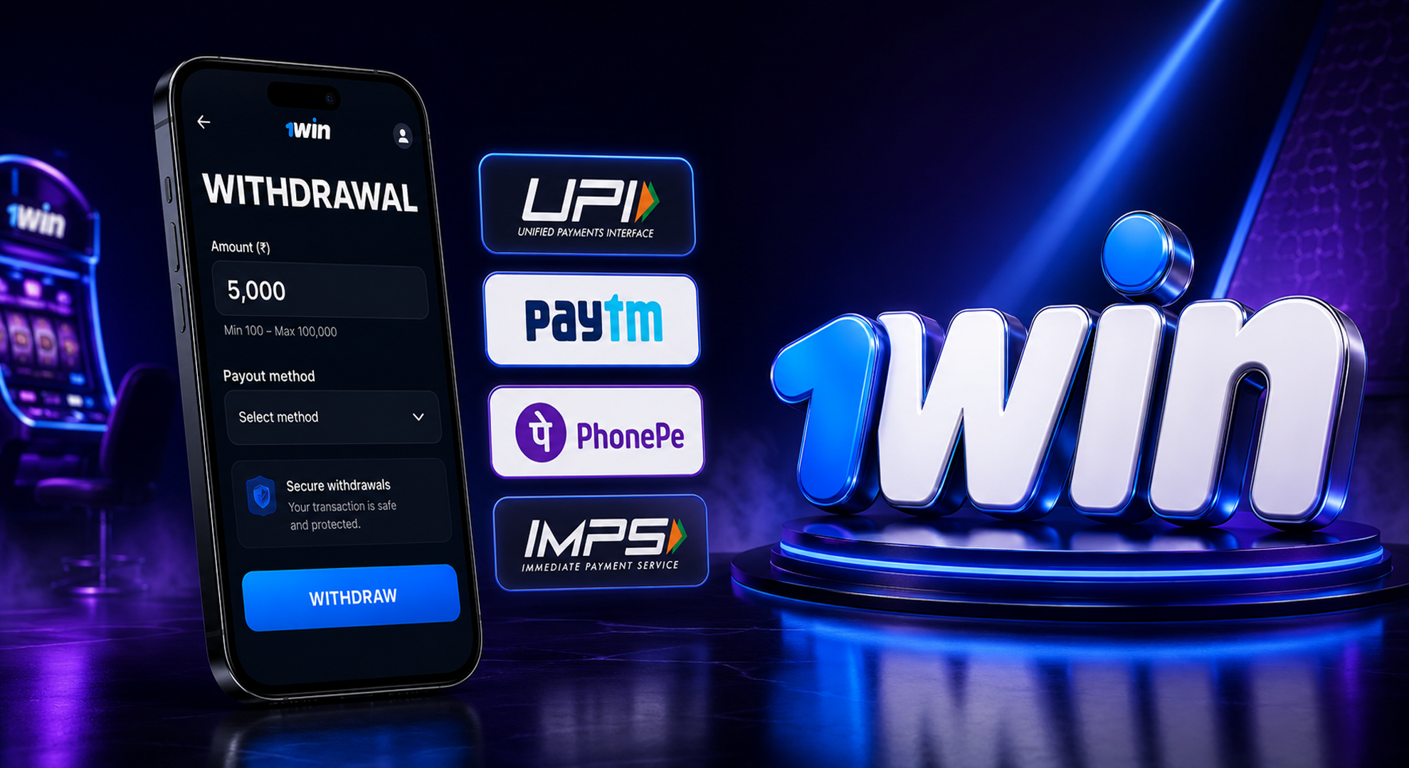 Available 1win payment methods for fast deposit and withdrawal via UPI in India 2026